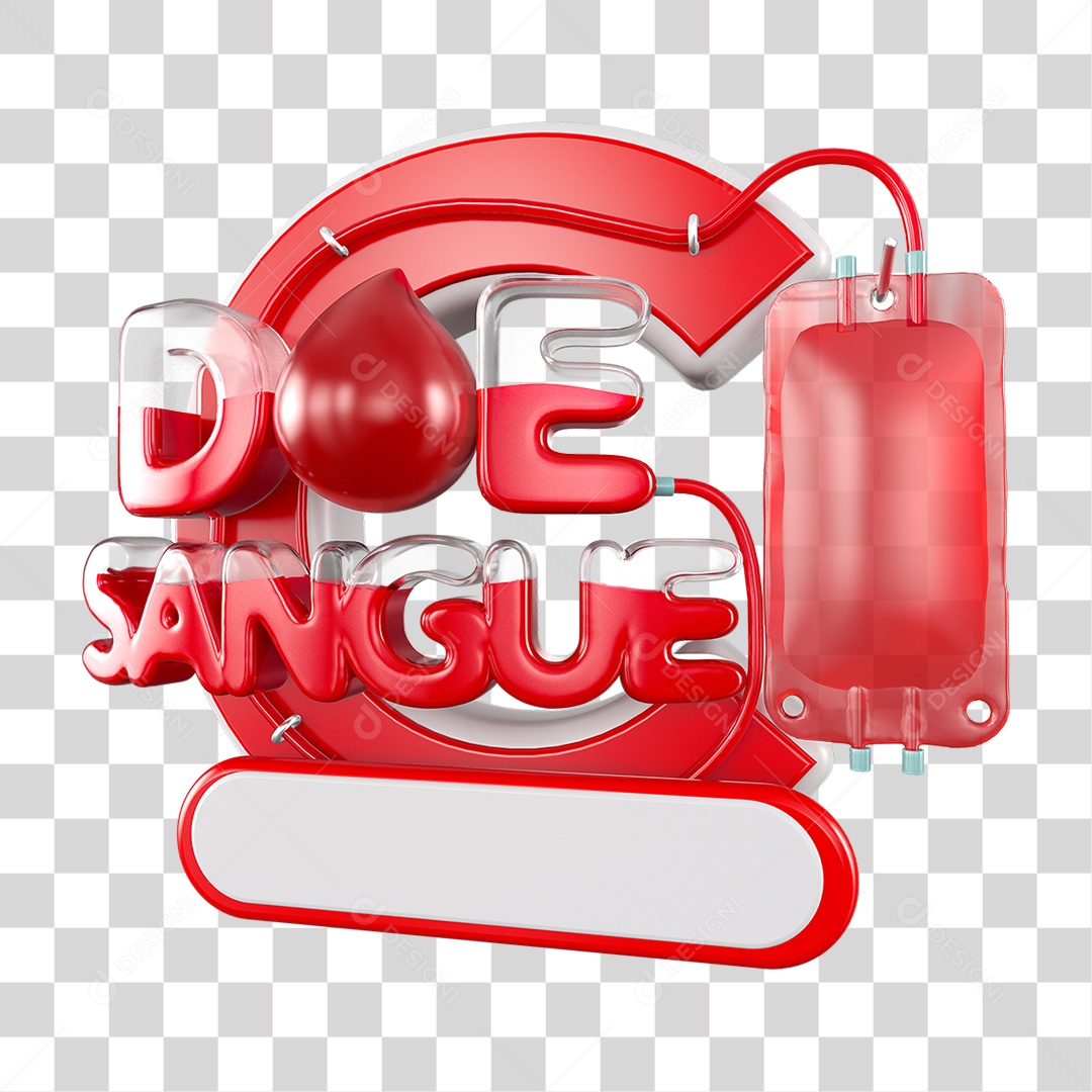 Selo 3D Doe Sangue para Composição PNG Transparente