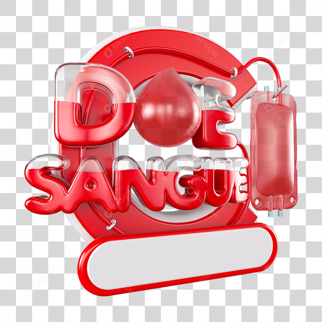 Selo 3D Doe Sangue para Composição PNG Transparente