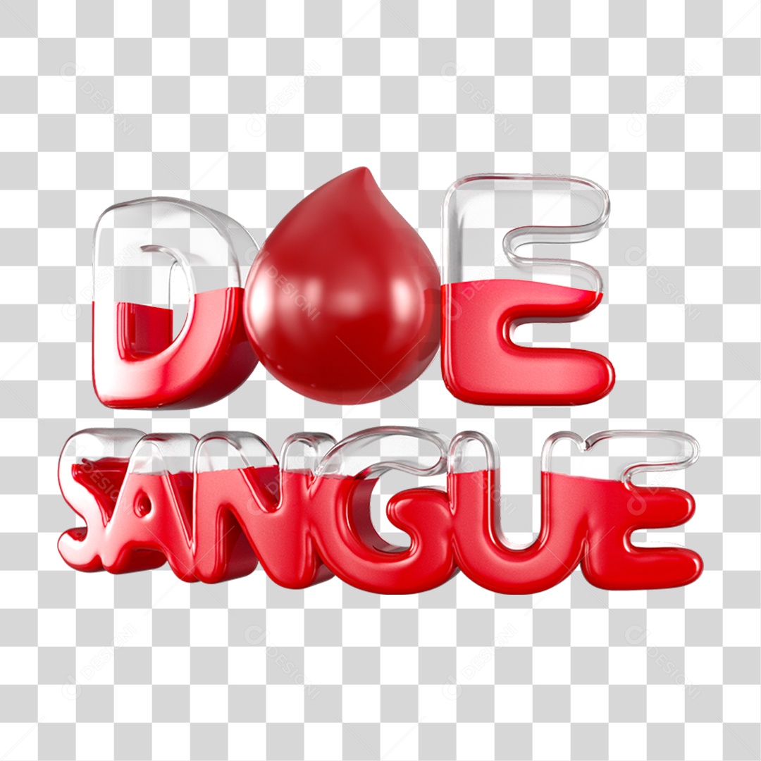 Selo 3D Doe Sangue para Composição PNG Transparente