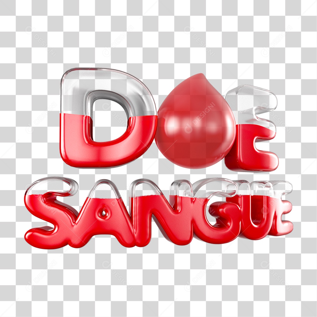 Selo 3D Doe Sangue para Composição PNG Transparente