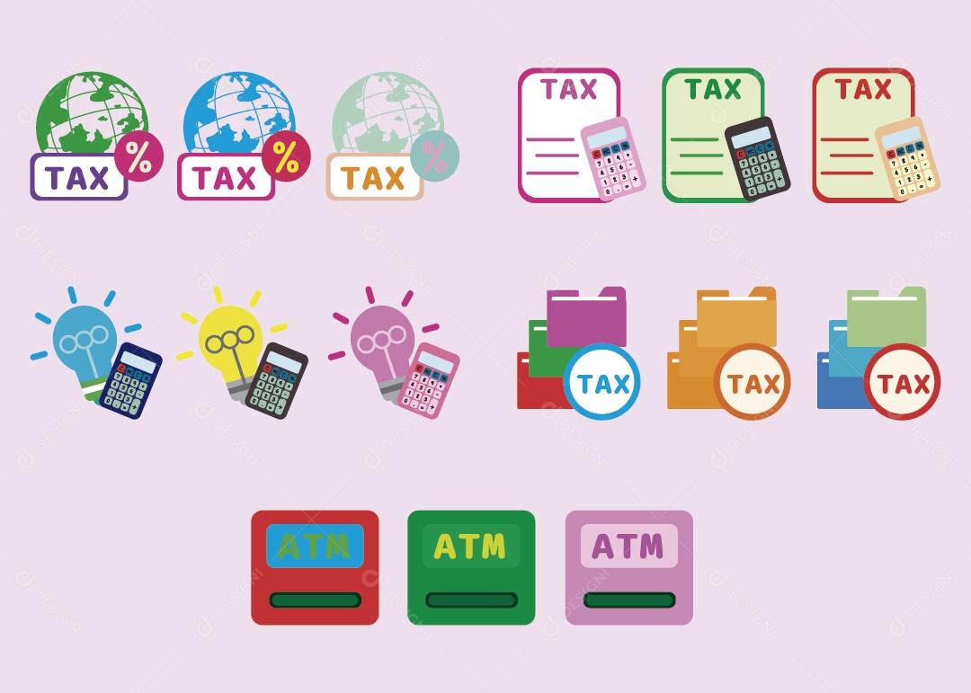 Conjuntos de Ícones de Cálculos de Ativos Ilustração Vetor EPS