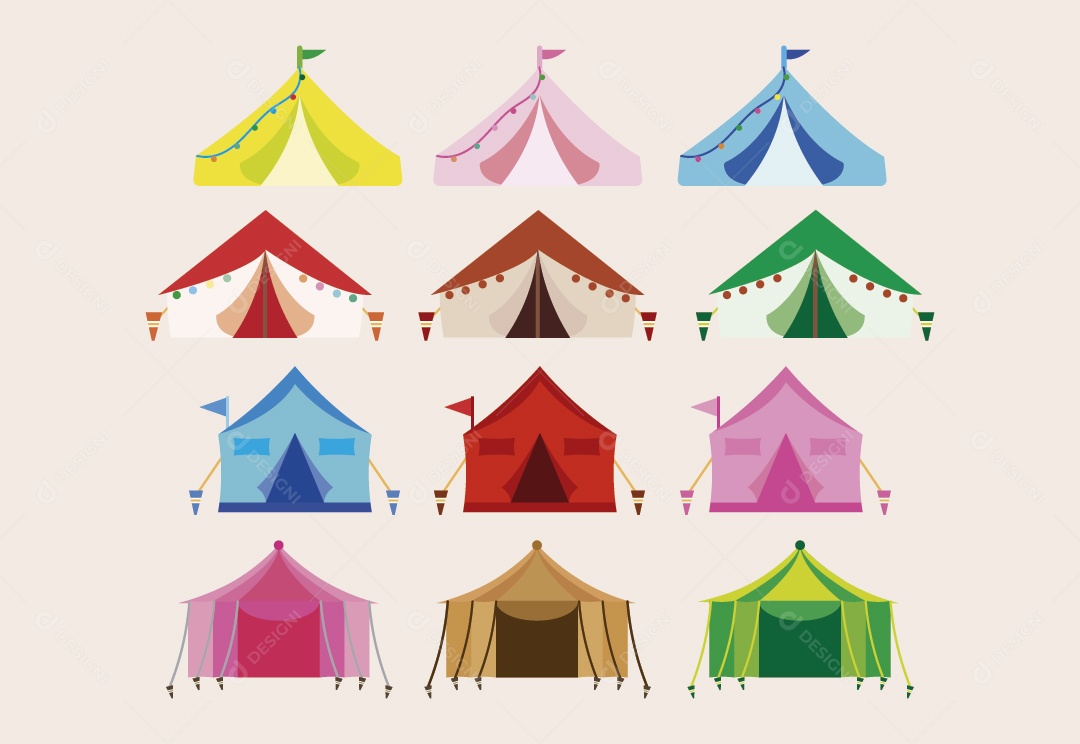 Conjuntos de Barracas Ilustração Vetor EPS