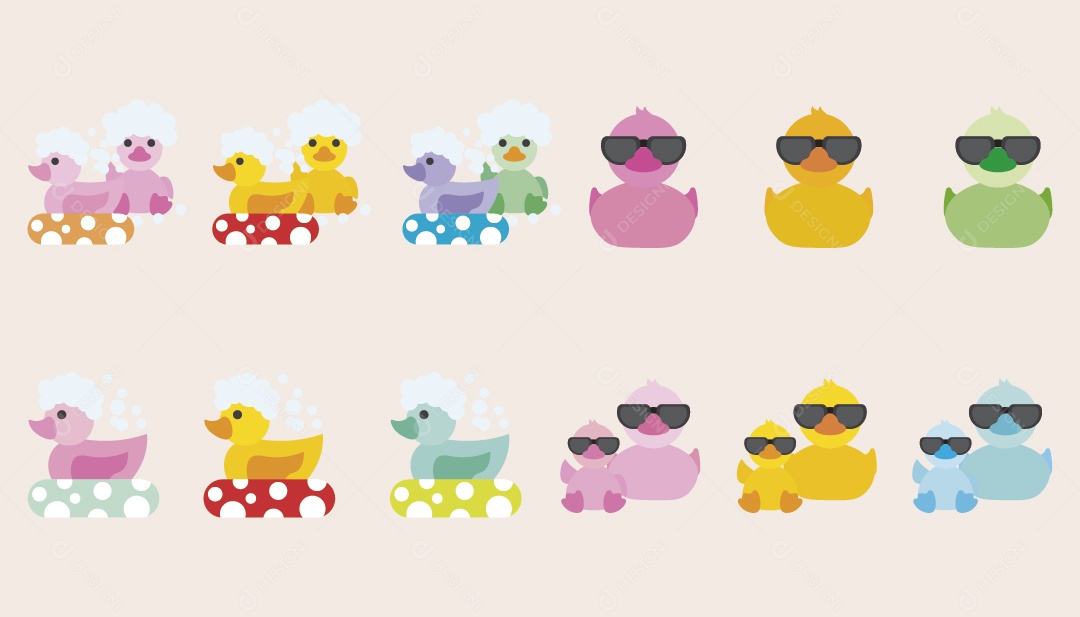 Conjuntos de Patinhos de Banhos Ilustração Vetor EPS