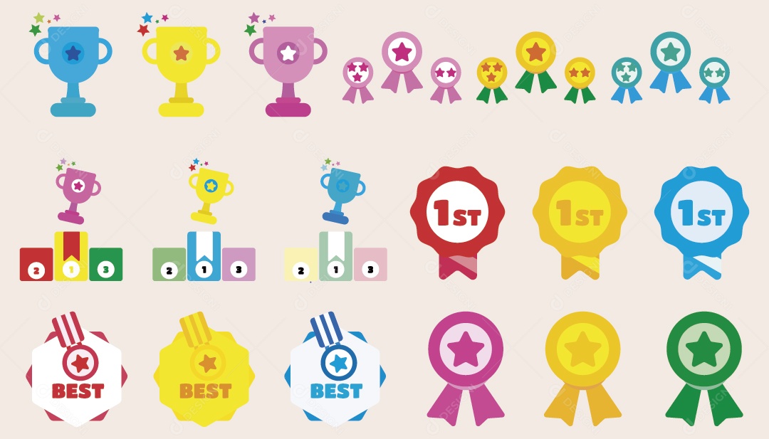 Conjunto de Ícones de Vencedor Ilustração Vetor EPS