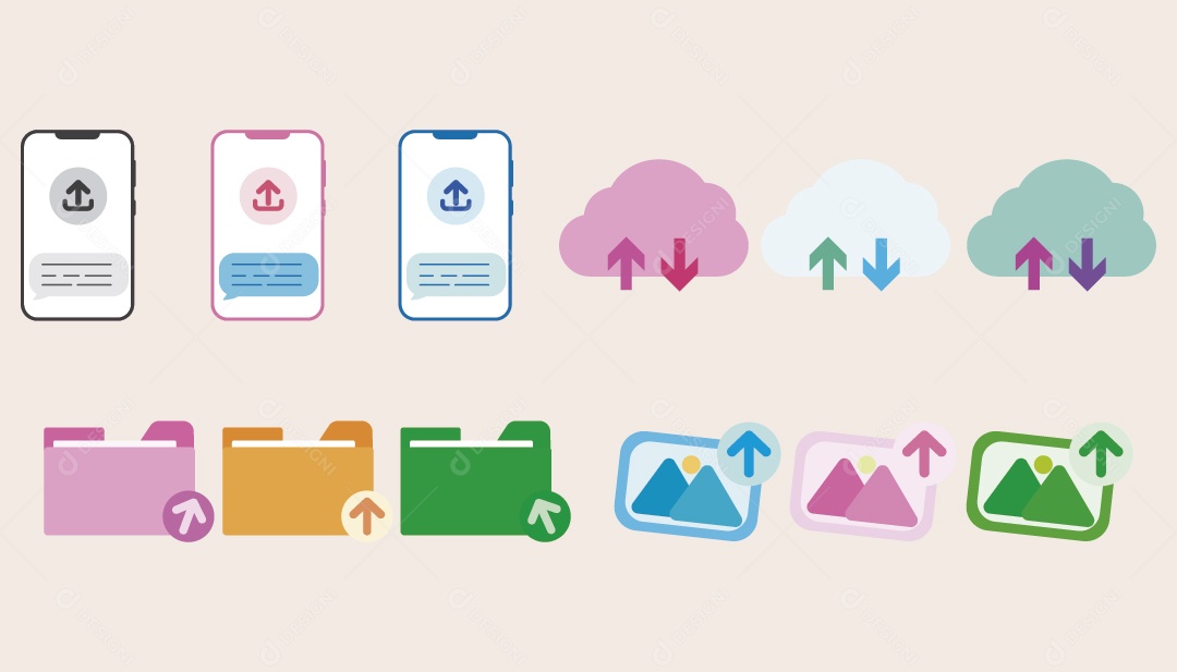 Conjunto de Ícone de Armazenamos Ilustração Vetor EPS