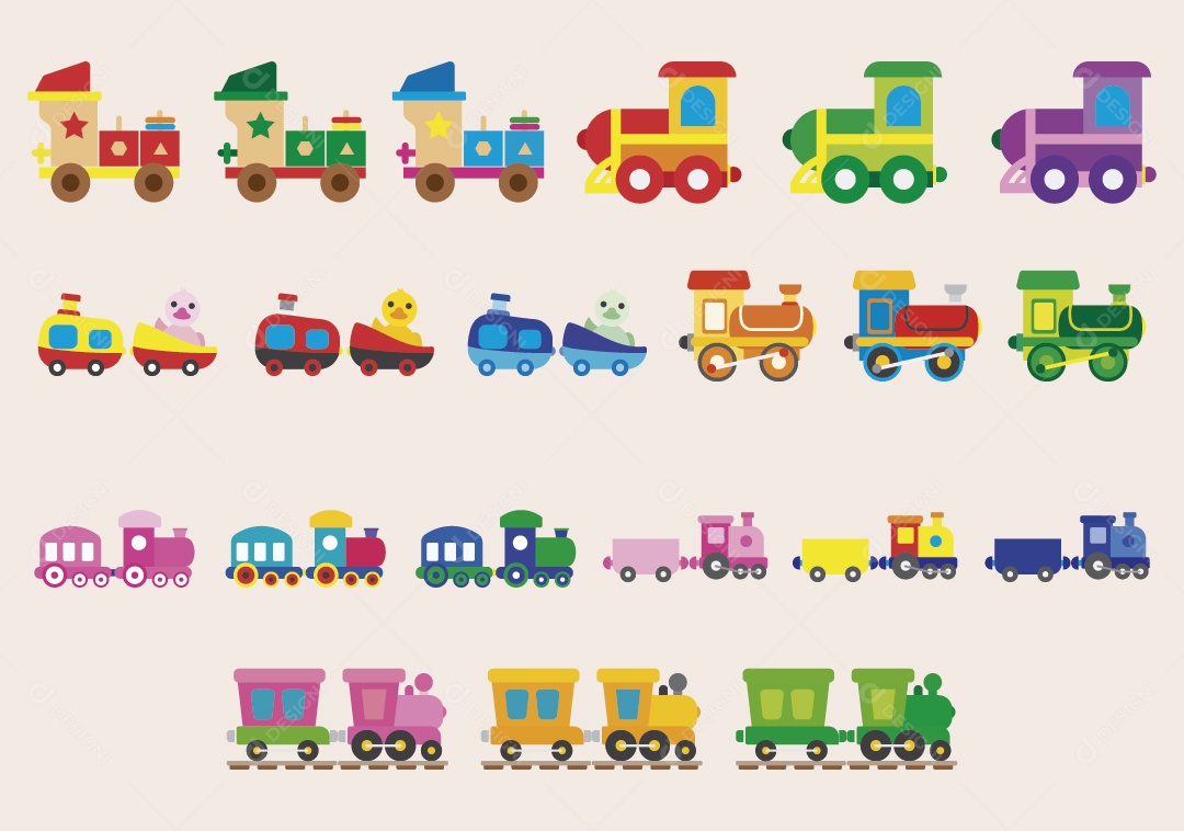 Conjunto de Trem Ilustração Vetor EPS