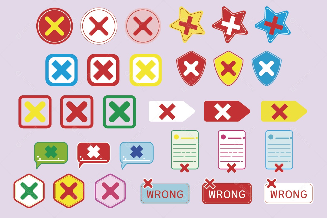 Conjunto de Ícone de Cancelamento Ilustração Vetor EPS