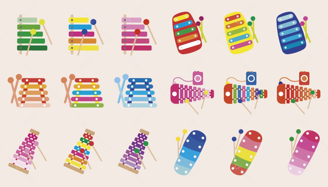 Conjunto de Xilofone Ilustração Vetor EPS