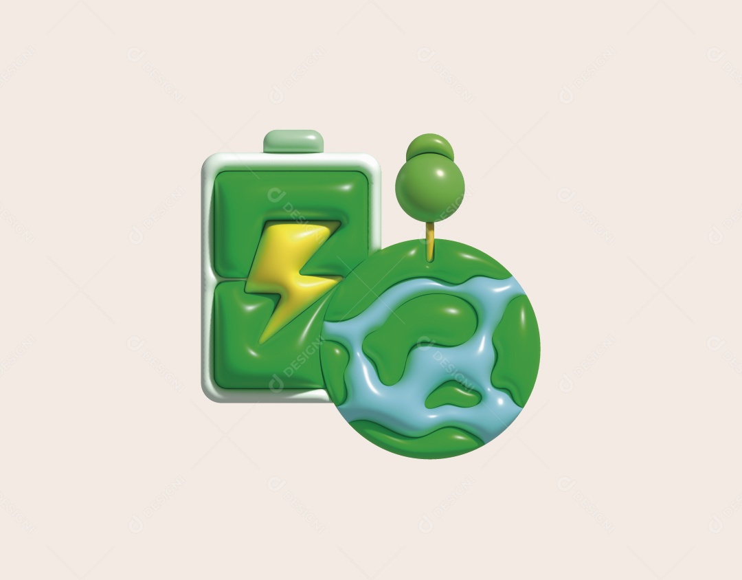 Ícone de Energia Sustentável Ilustração 3D Vetor EPS