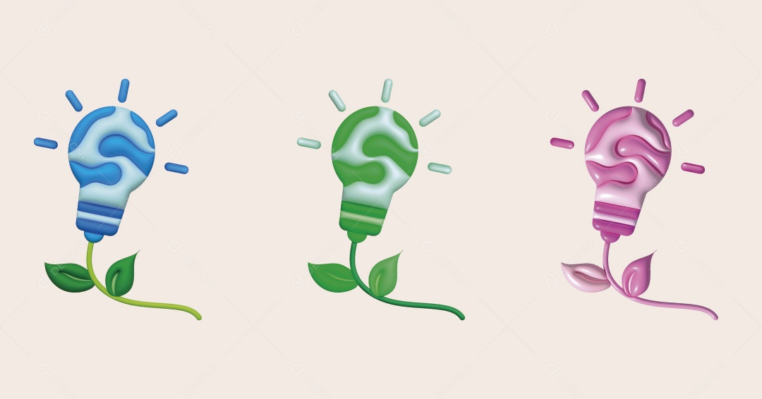 Ícone de Energia Sustentável Ilustração 3D Vetor EPS