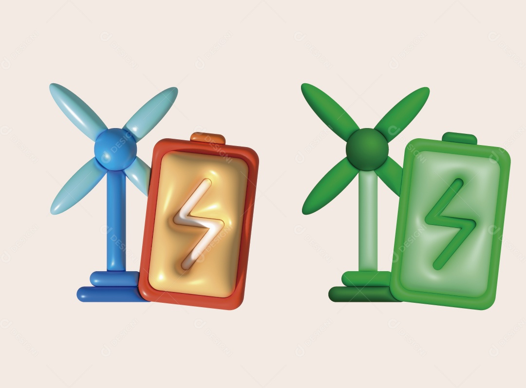 Ícone de Energia Sustentável Ilustração 3D Vetor EPS