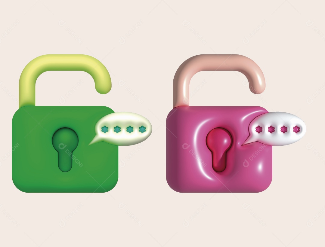 Ícone de Cadeado Ilustração 3D Vetor EPS