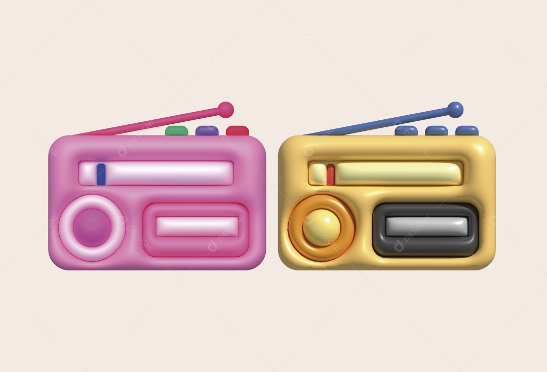 Ícone de Rádio Ilustração 3D Vetor EPS