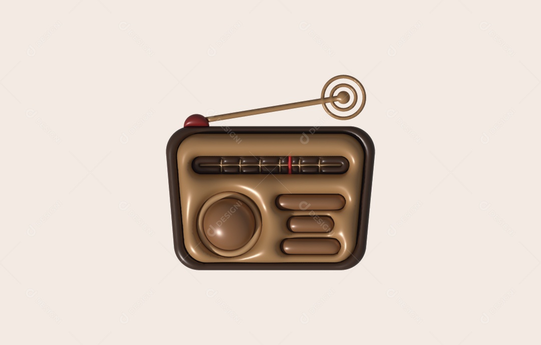 Ícone de Rádio Ilustração 3D Vetor EPS