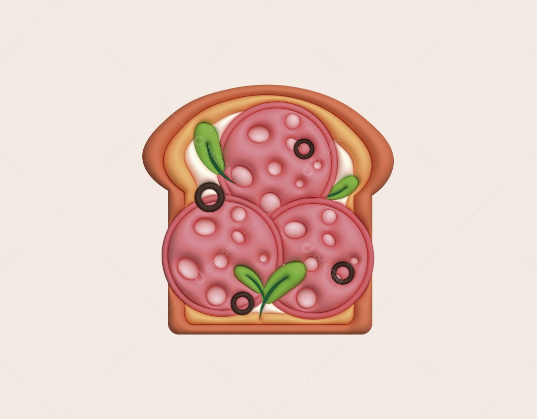 Sanduiche Natural Ilustração 3D Vetor EPS