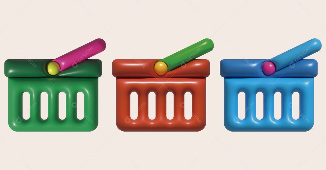 Cesta de Supermercado Ilustração 3D Vetor EPS
