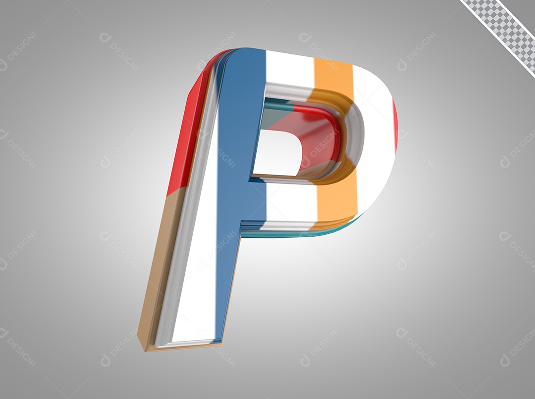 Letter P Capital Colored 3D Element for PSD Composition