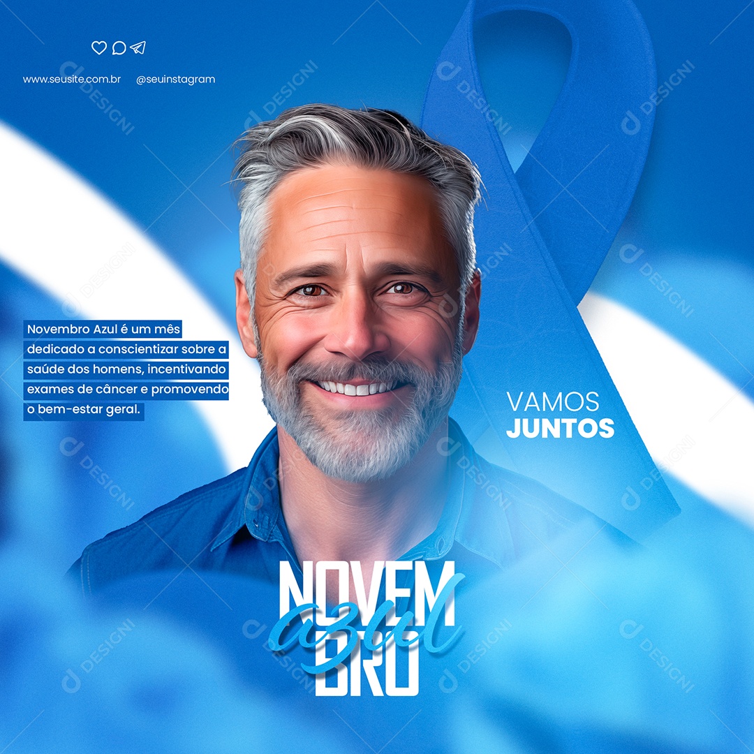 Feed Novembro Azul Vamos Juntos Social Media PSD Editável