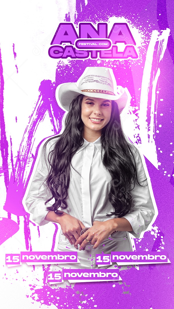 Social Media Flyer Story Festival Com Ana Castela PSD Editável