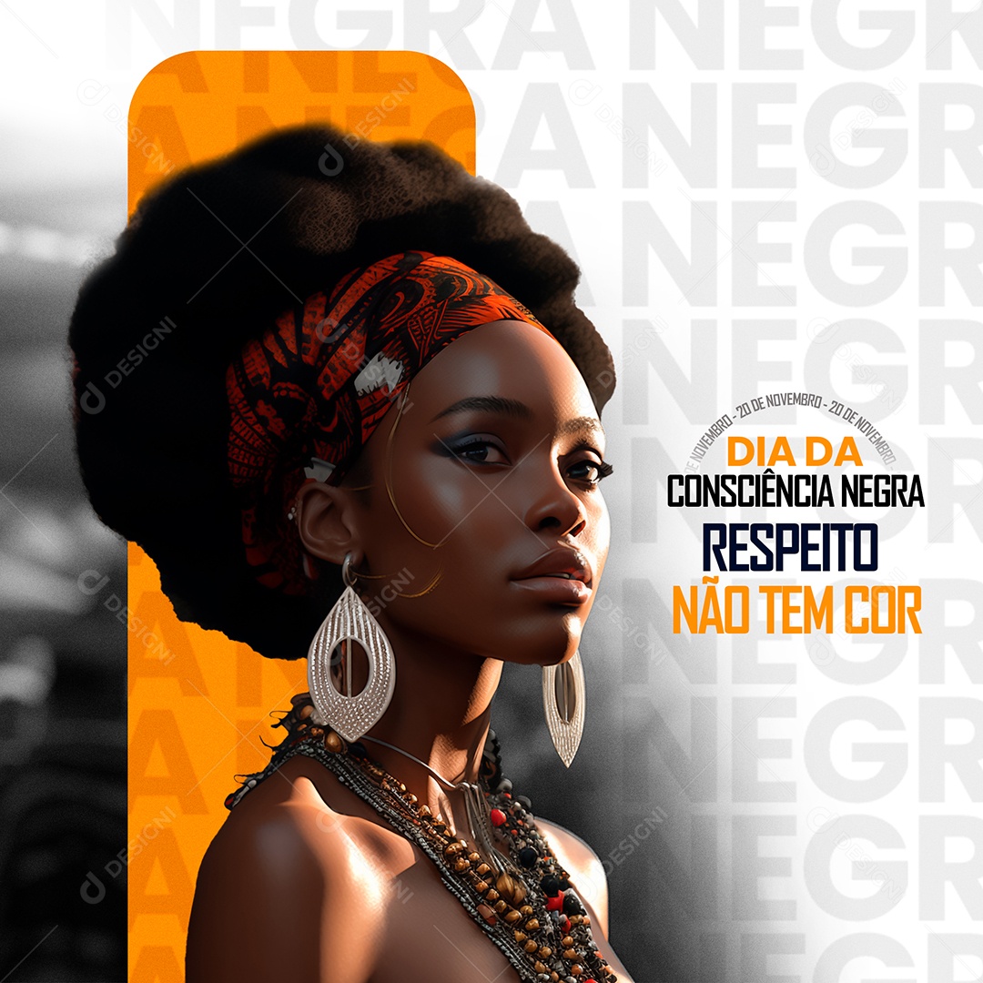 Social Media Feed Dia Da Consciência Negra Respeito PSD Editável