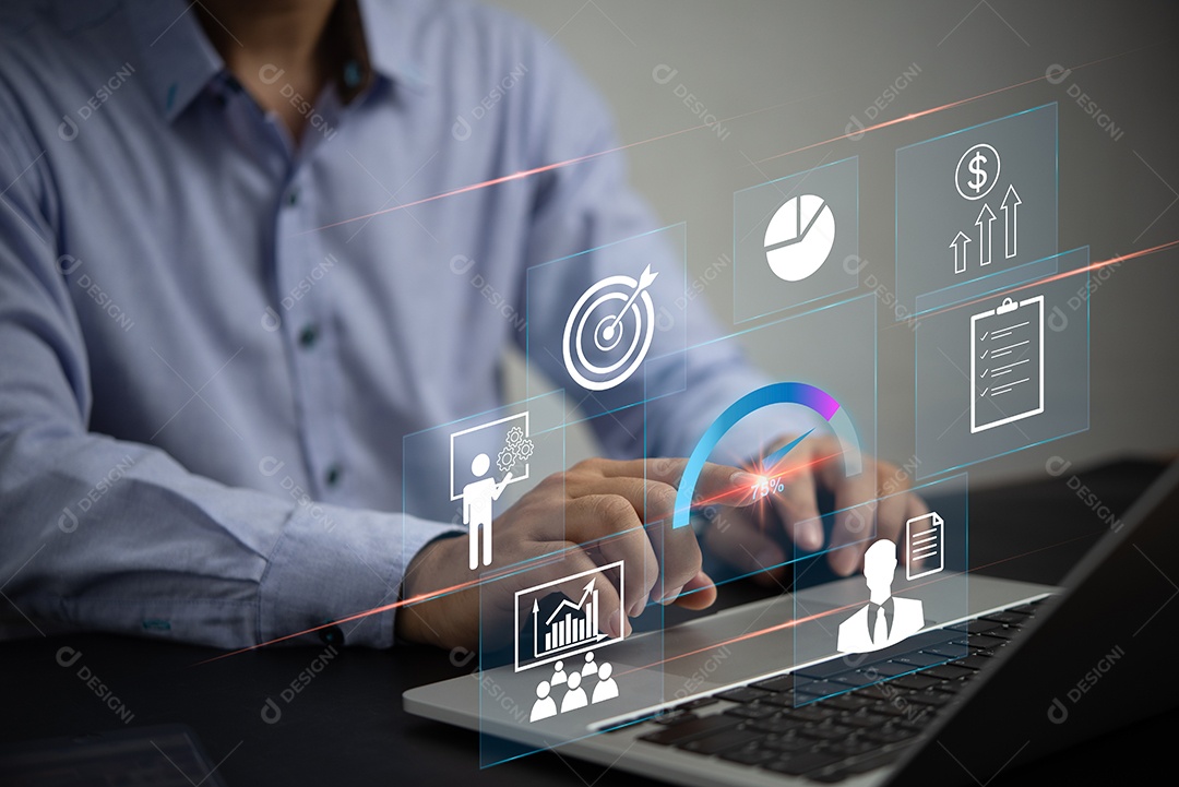 Desenvolvimento de negócios e tecnologia Analista de dados. painel de análise de negócios Visualização de dados de Business Intelligence