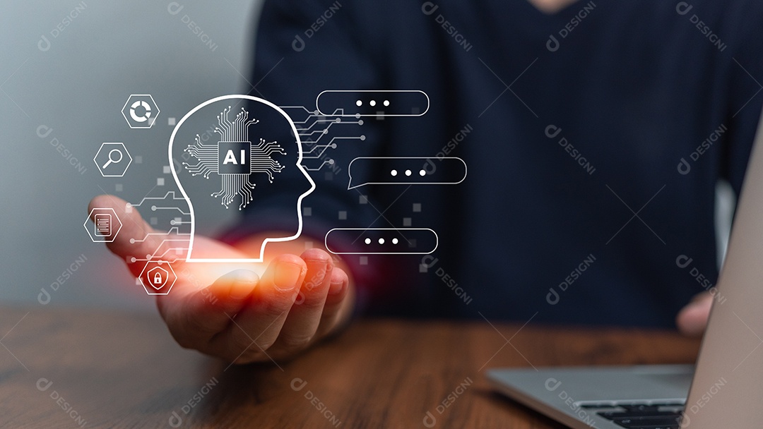 Converse com IA ou Inteligência Artificial. Chatbot digital, aplicativo robô, geração OpenAI.