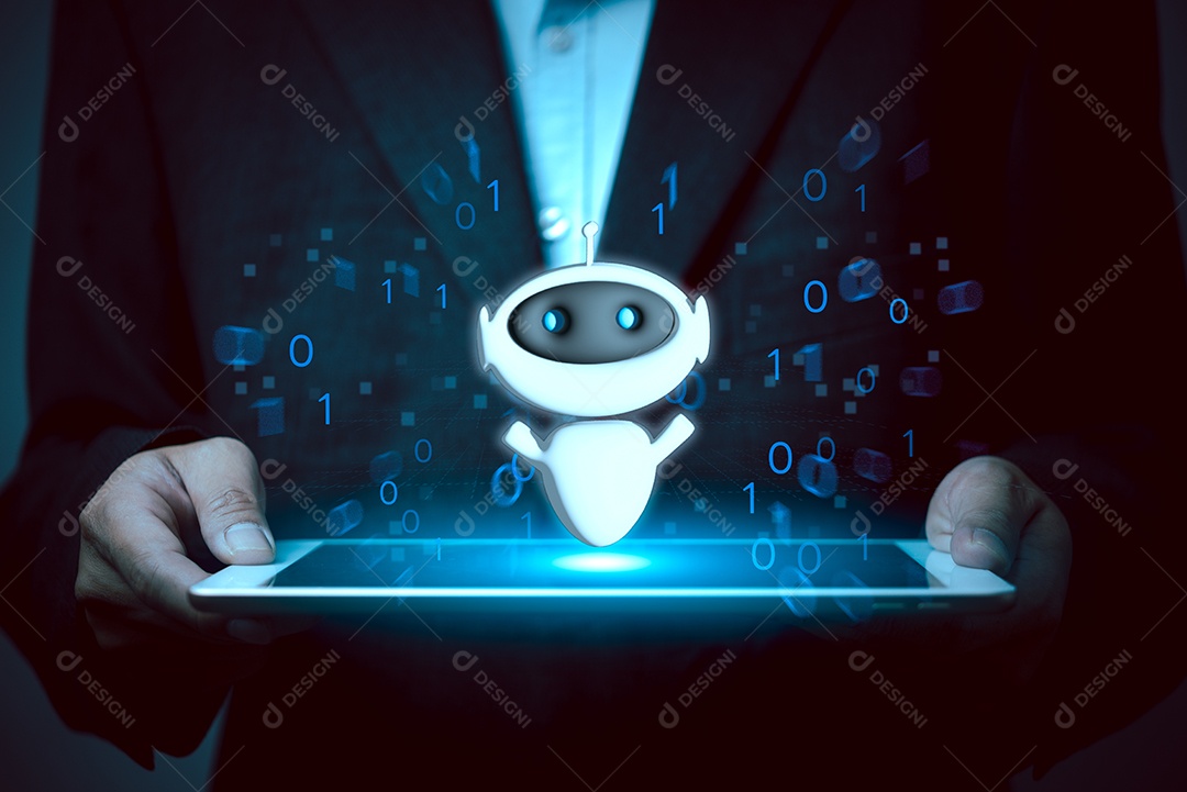 Conversa de chatbot Ai Tecnologia de Inteligência Artificial atendimento ao cliente on-line.