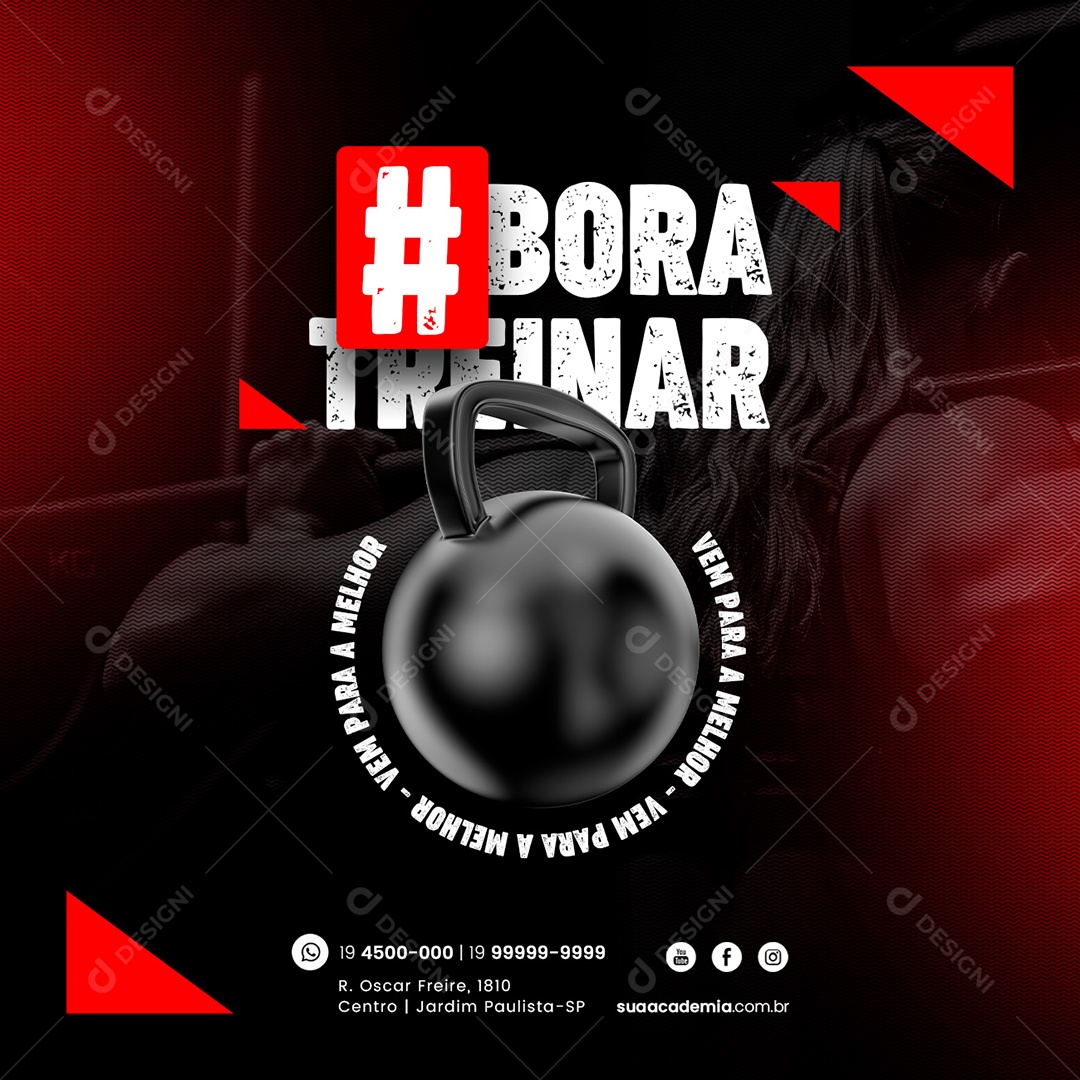 Academia Bora Treinar Vem para a Melhor Social Media PSD Editável