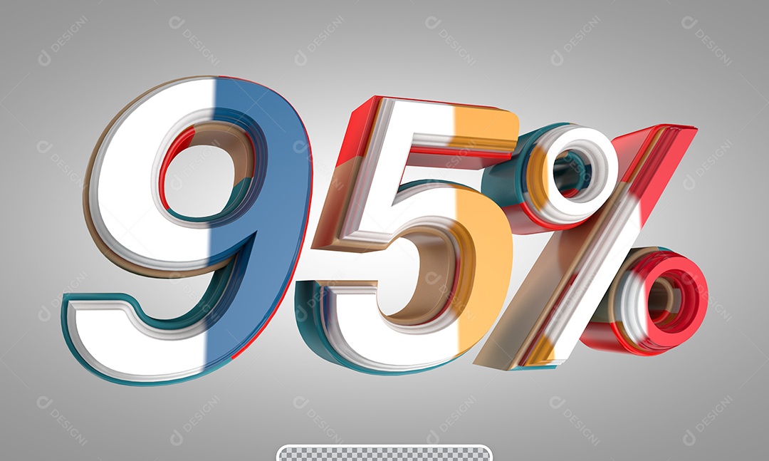 Número 95% Desconto Elemento 3D Colorido para Coposição PSD