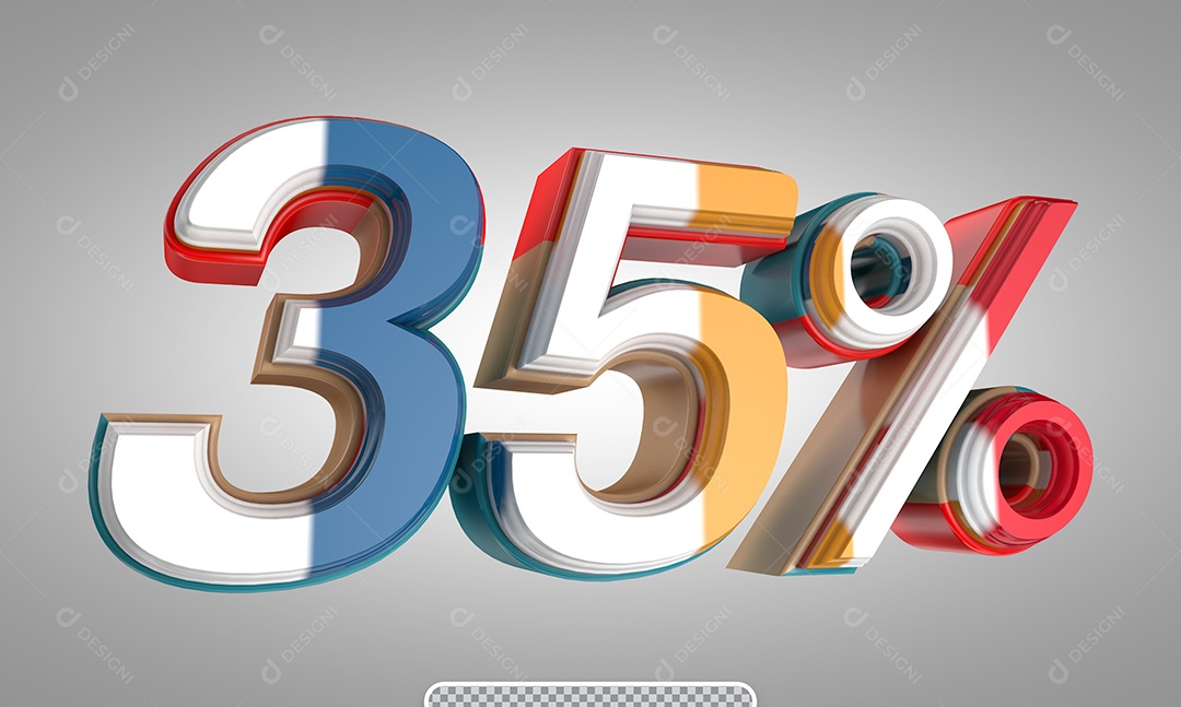 Número 35% Desconto Elemento 3D  Colorido para Coposição PSD