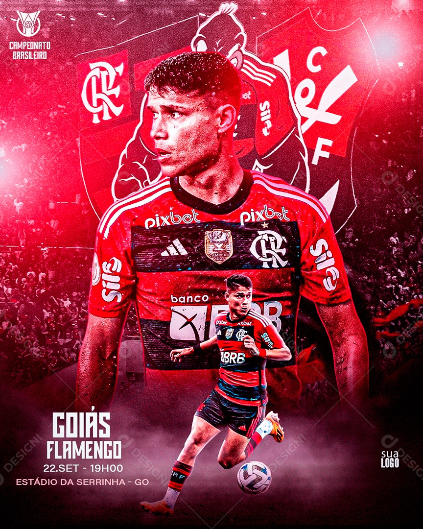 Flyer Futebol Goiás Vs Flamengo Social Media PSD Editável