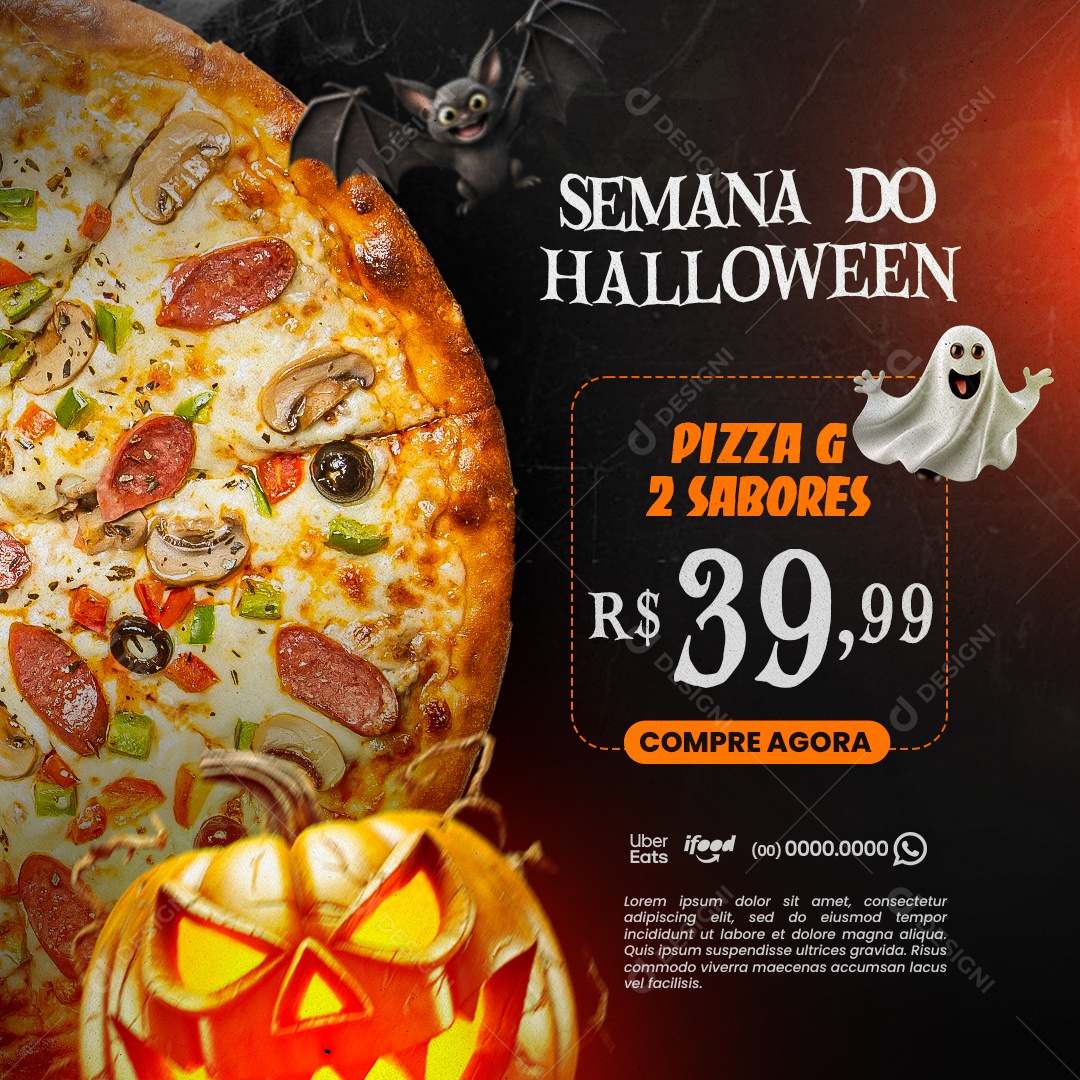 Pizzaria Semana Do Halloween Pizza G 2 Sabores Compre Agora Social Media PSD Editável