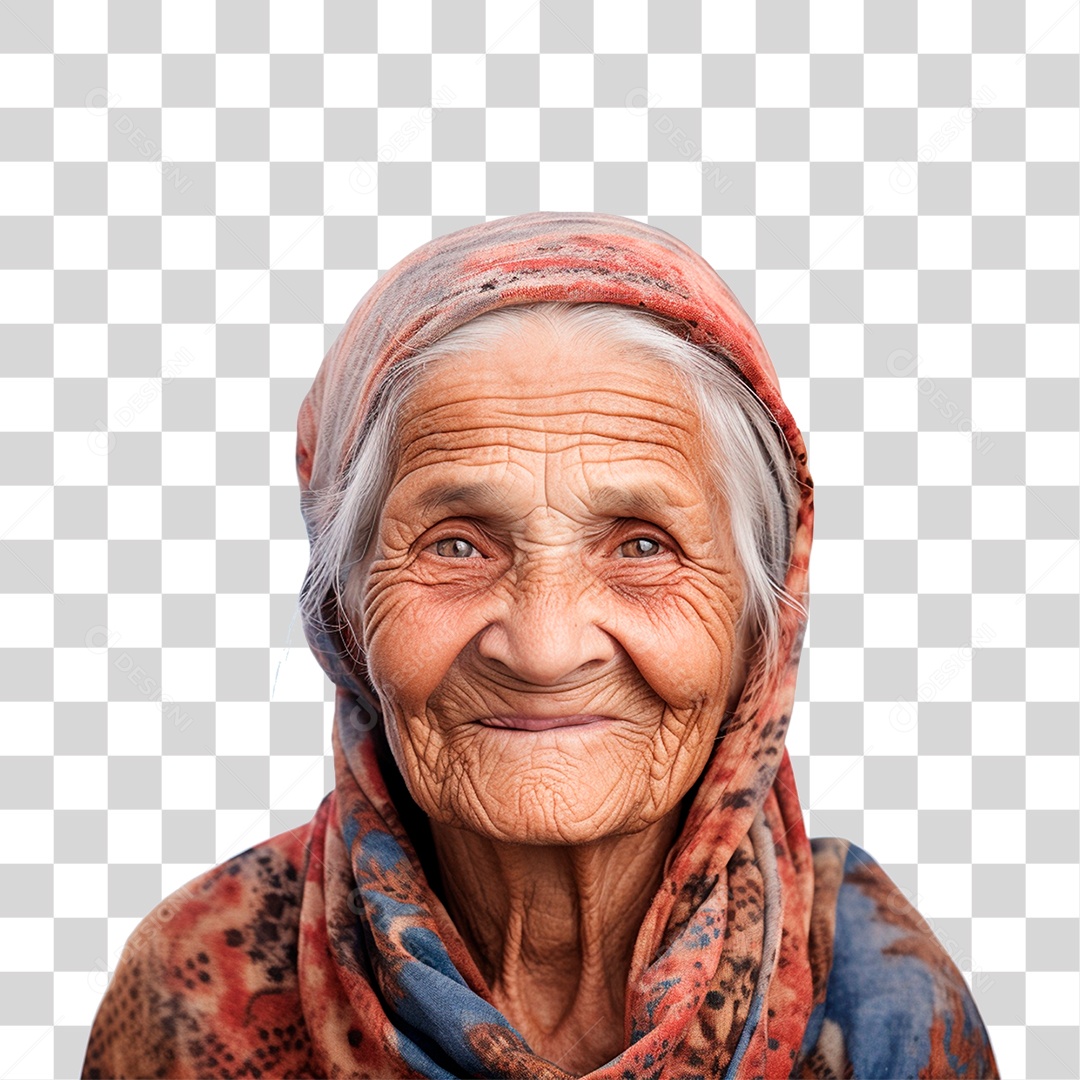 Idosa Sorrindo PNG Transparente