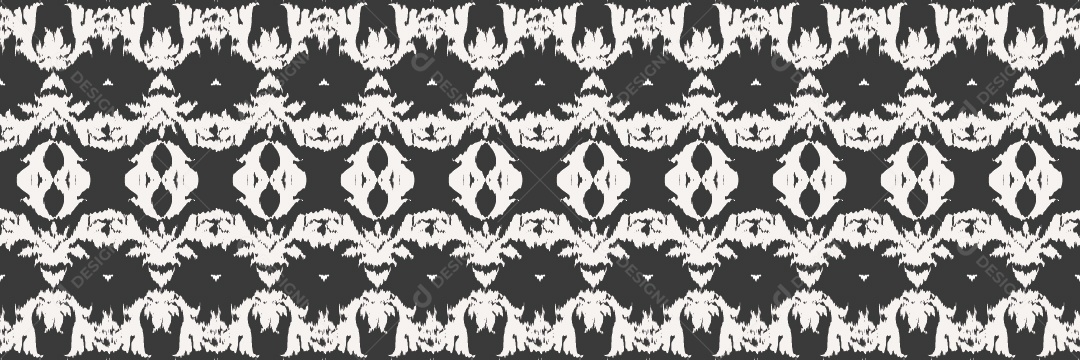 Padrão Tribal Tradicional Estilo Asteca Textura Tapete Ilustração Preto e Branco Vetor EPS