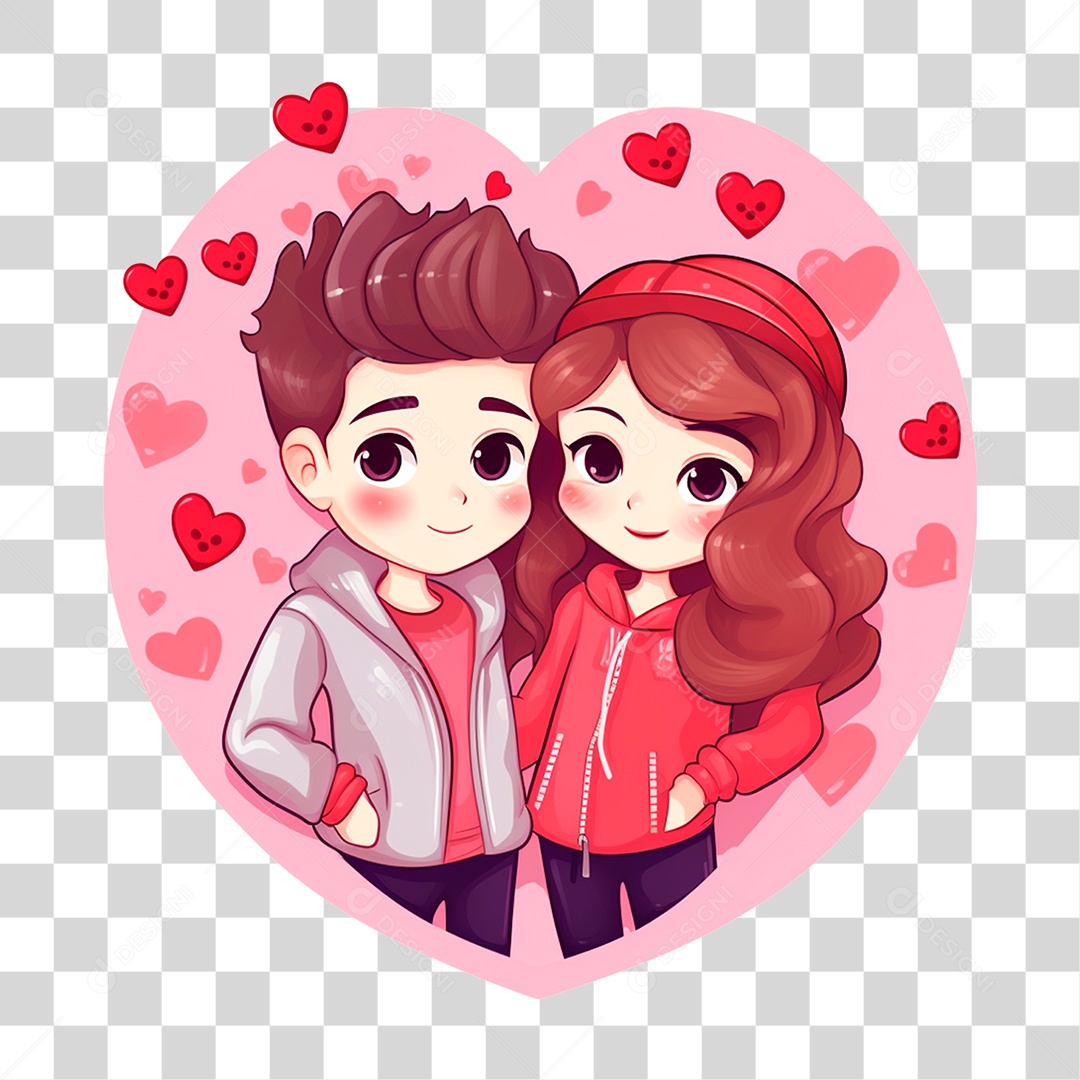 Casal de Namorados Cartoon PNG Transparente