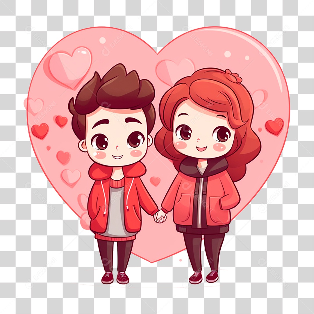 Casal de Namorados Cartoon PNG Transparente