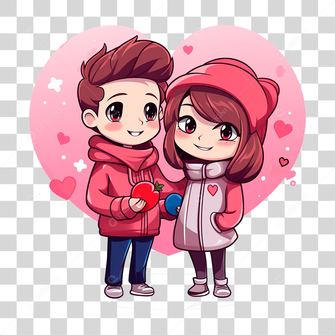 Casal de Namorados Cartoon PNG Transparente