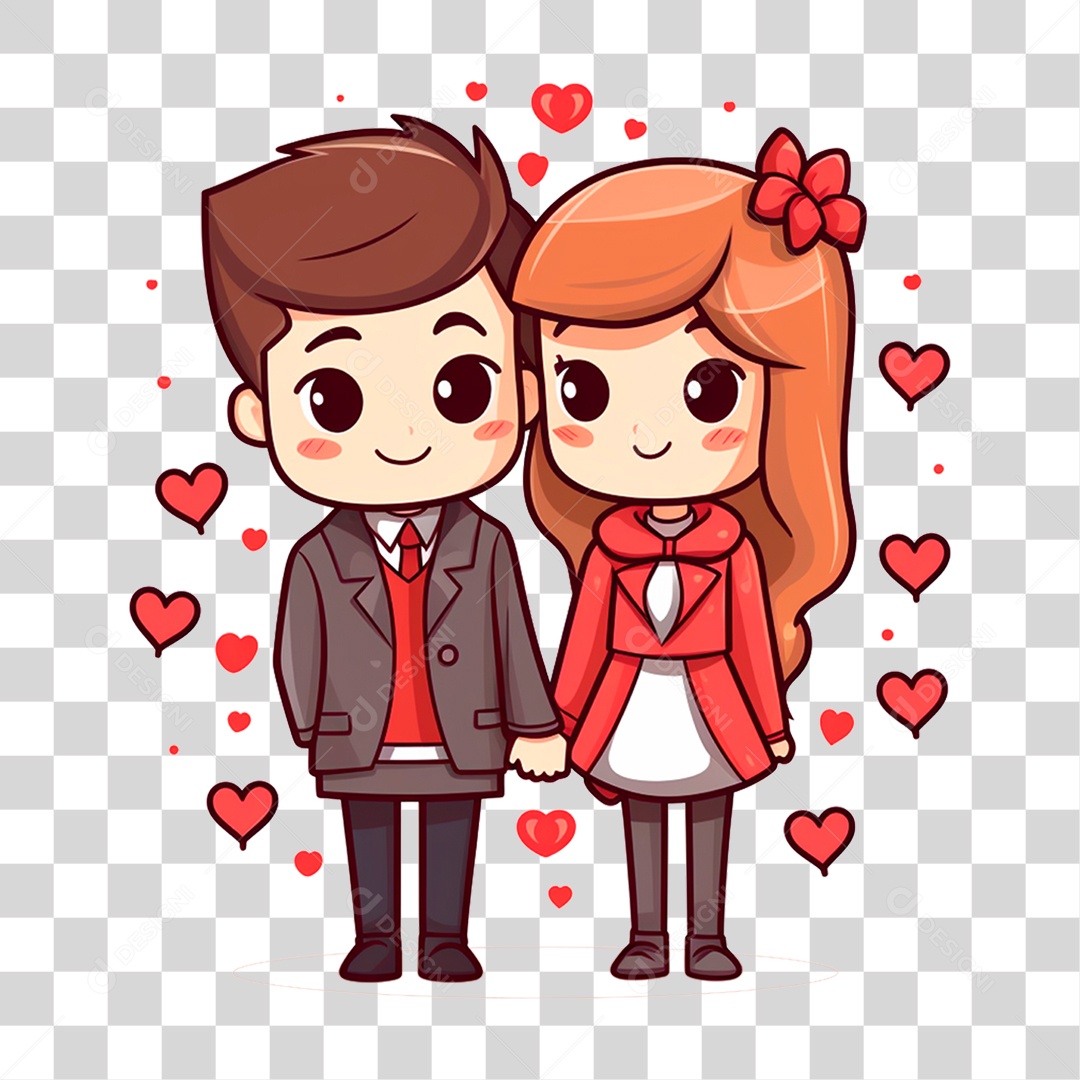 Casal de Namorados Cartoon PNG Transparente