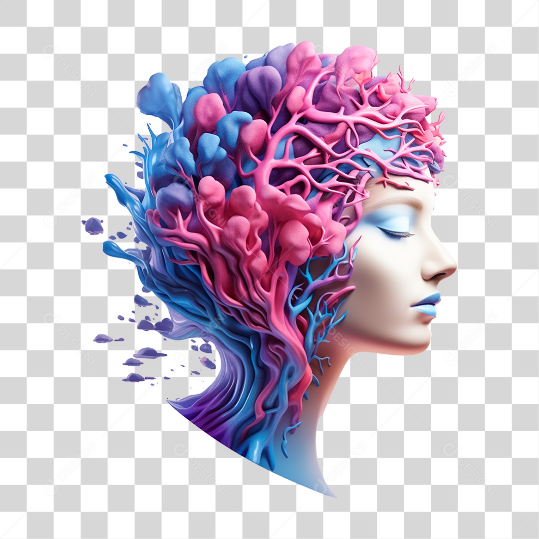 Ilustração Cérebro Saúde Mental PNG Transparente