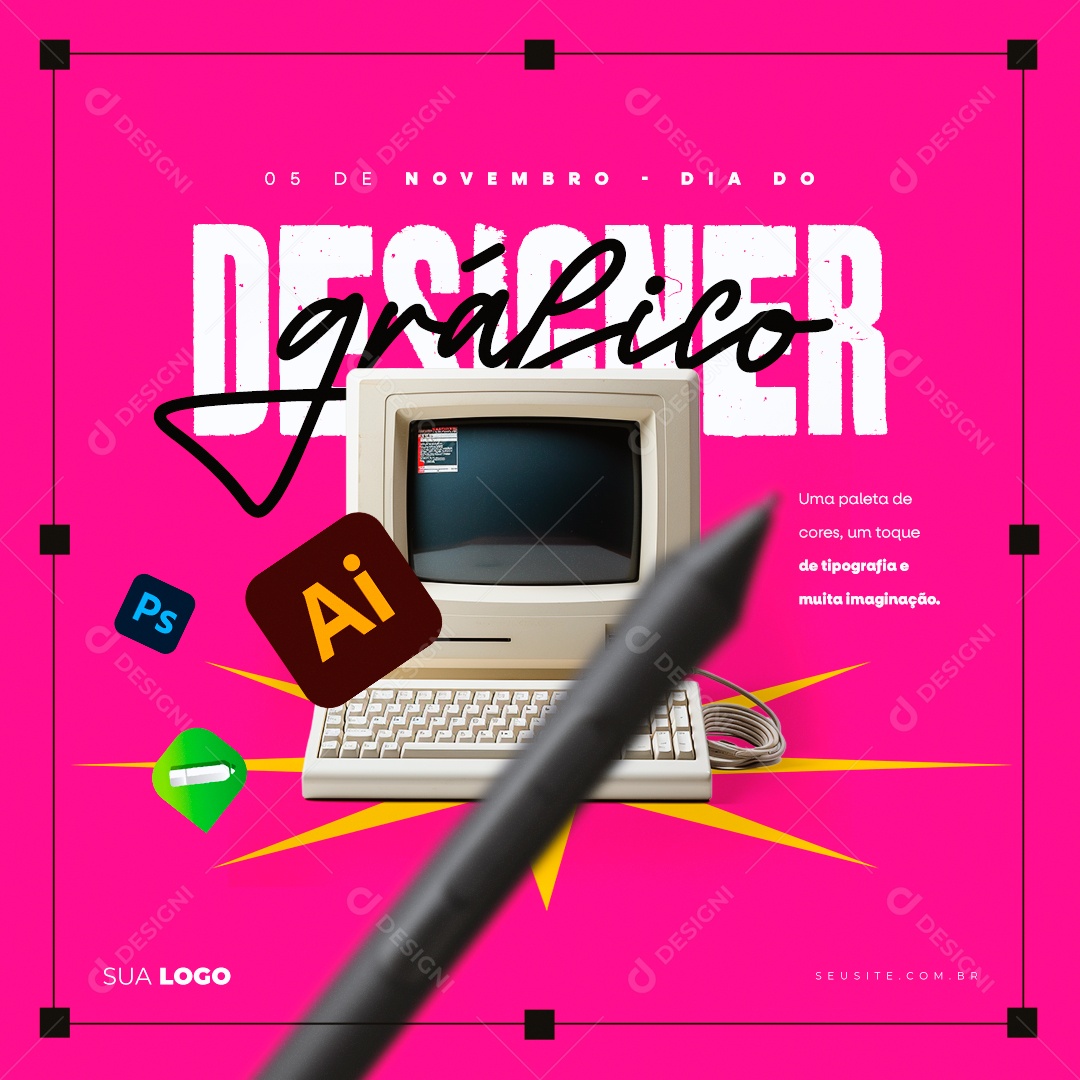 Dia Do Designer Gráfico Uma Paleta de Cores um Toque de Tipografia Social Media PSD Editável