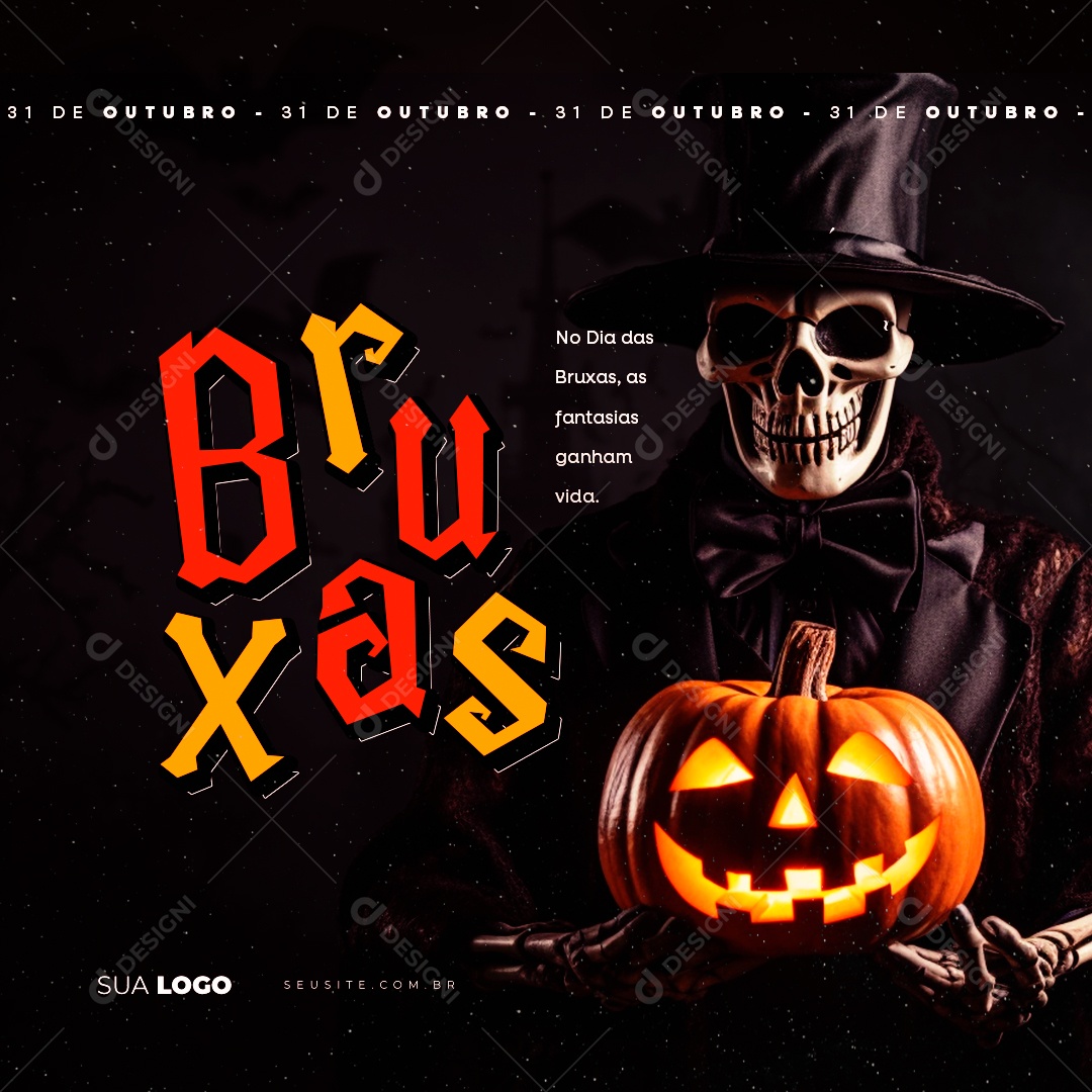 Dia das Bruxas As Fantasias Ganham Vida Social Media PSD Editável