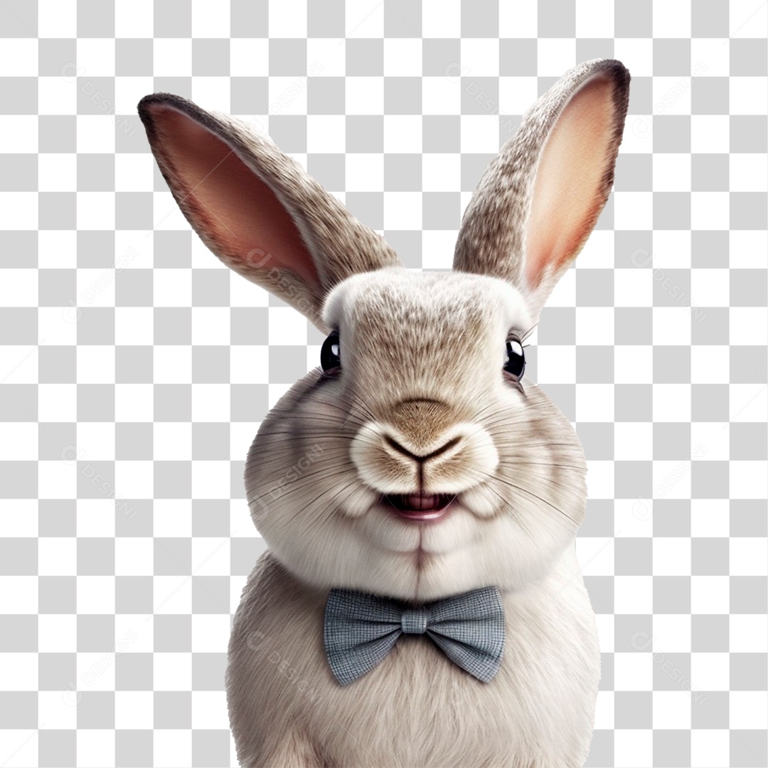 Animal Coelho com Lacinho PNG Transparente