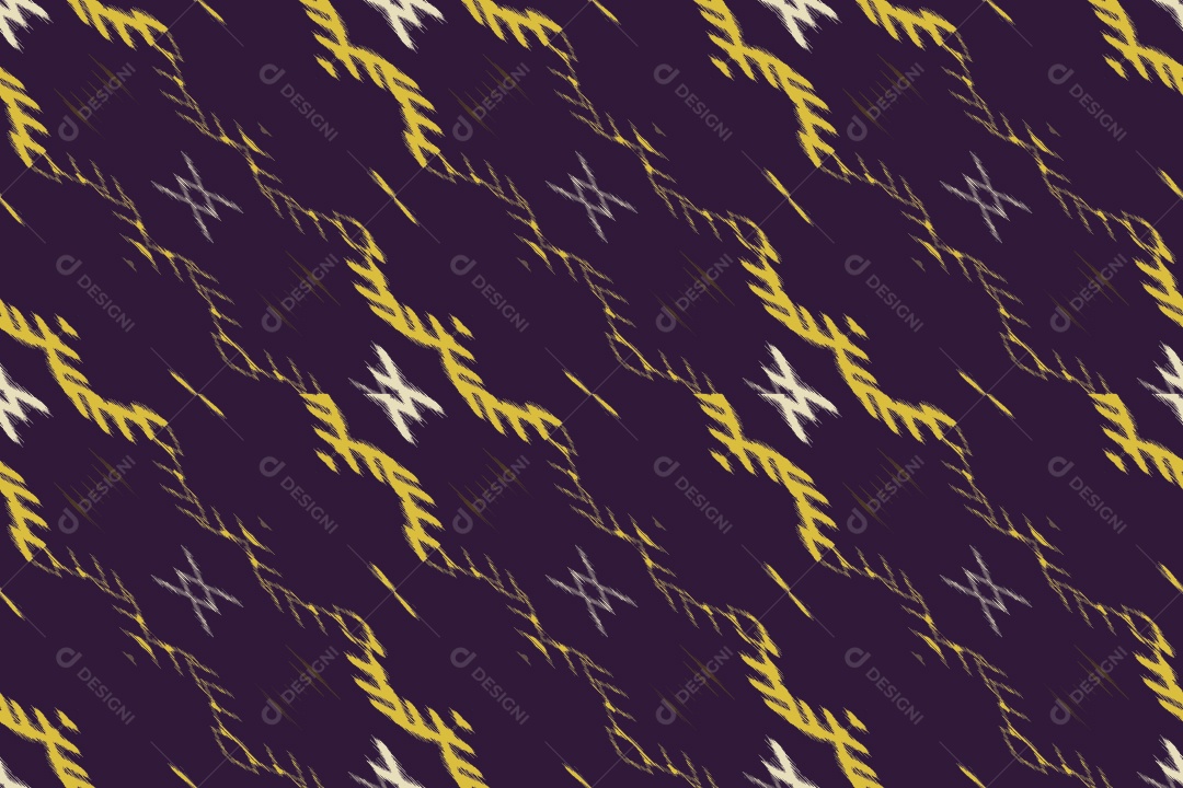 Padrão Tribal Tradicional Roxo e Amarelo Ilustração Vetor EPS