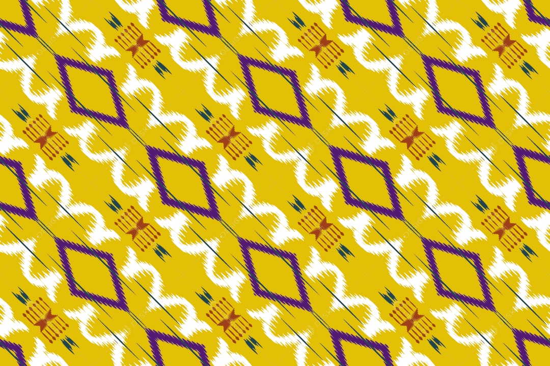 Ilustração de Padrão sem Emenda de Origem Étnica Tribal Amarelo Vetor EPS