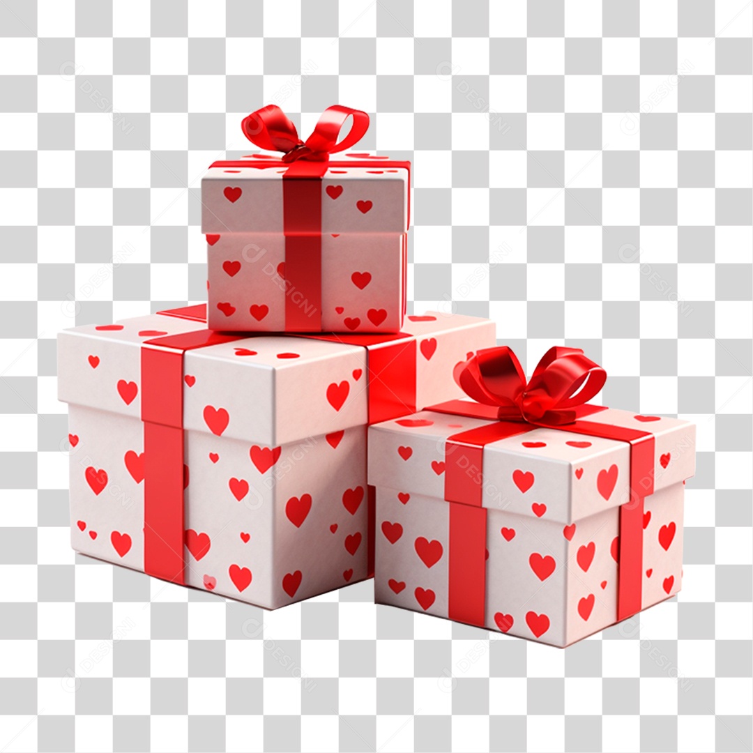 Caixas de Presentes de Coração PNG Transparente