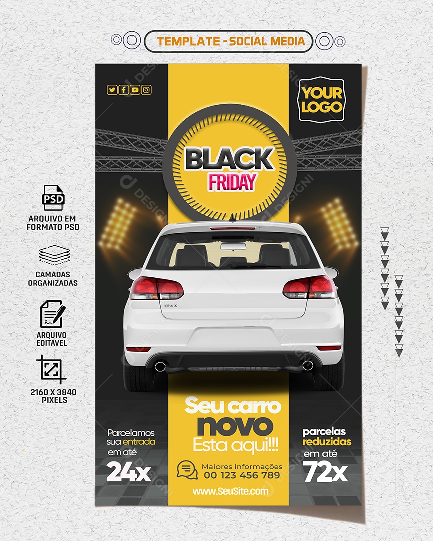 Social Media Story Black Friday Seu Carro Novo PSD Editável