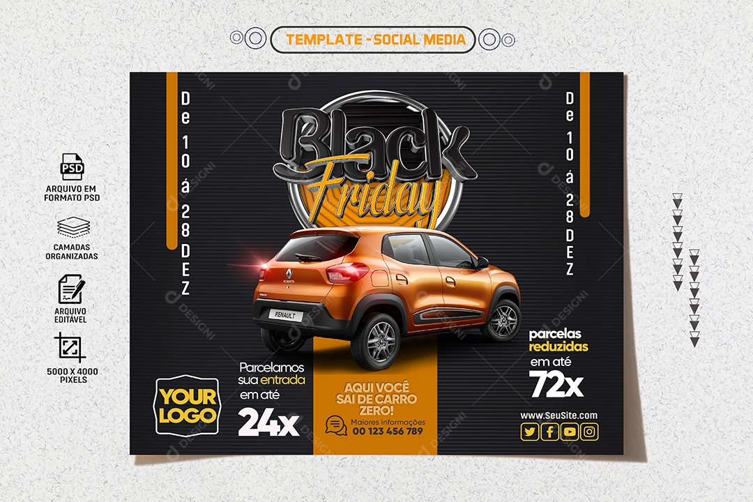 Banner Black Friday Sai De Carro Zero Social Media PSD Editável