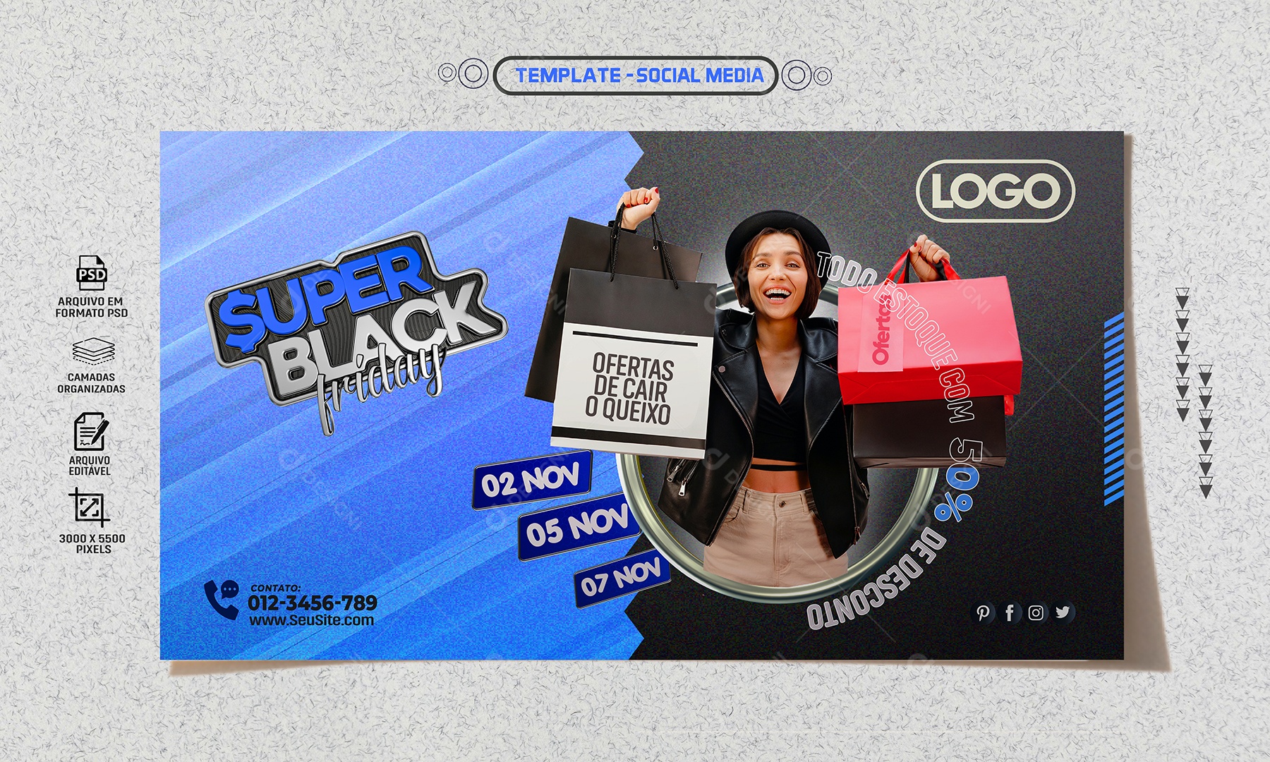 Social Media Banner Super Black Friday PSD Editável