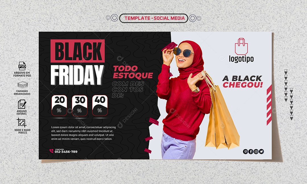Banner A Black Chegou Todo Estoque Com Descontos Social Media PSD Editável