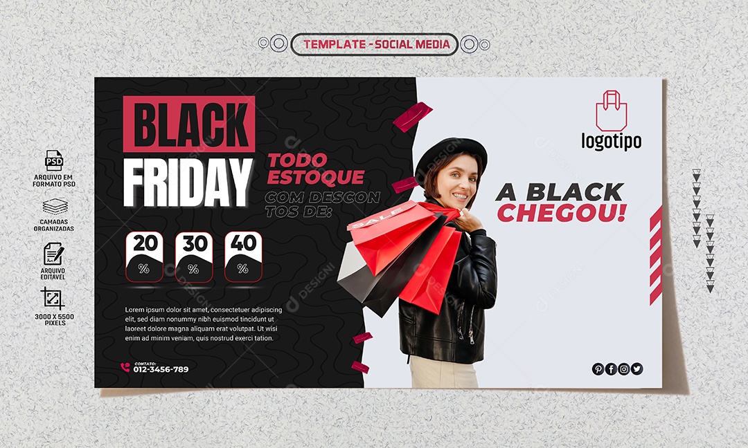 Banner Black Friday Todo Estoque Com Desconto Social Media PSD Editável